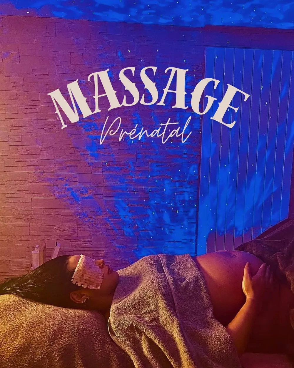 Massage prénatal à Ozoir-la-Ferrière : future maman allongée sur le côté pendant son soin chez BabyMum Relax